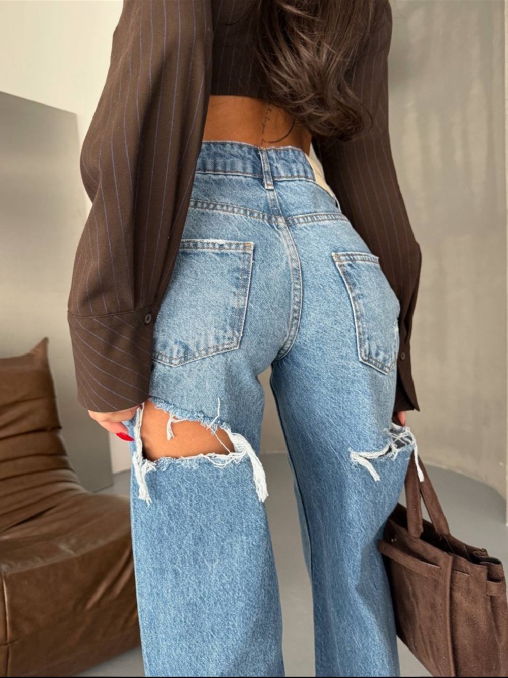 Piral High-Rise Distressed Wide Leg Women’s Jeans - Light Blue